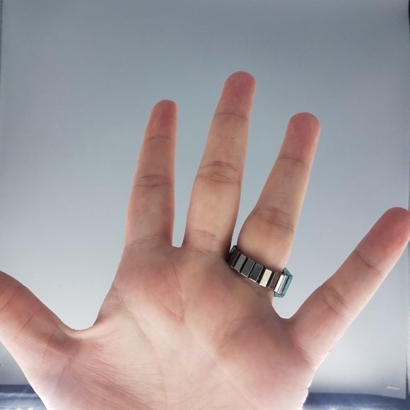 Pink Stone Silvertone Ring Watch - Picture 4 of 10